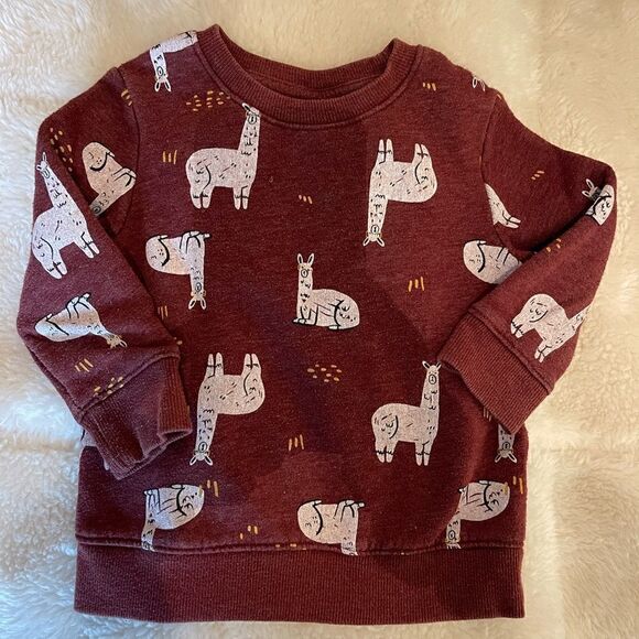 Cat & Jack Llama Sweatshirt Burgundy | SZ 18 months - Picture 2 of 5